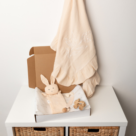 100% Cotton Baby Girl Gift Set Beige 5 Piece