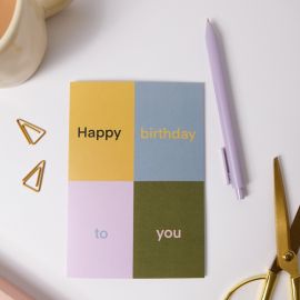 Happy birthday to you colour block card