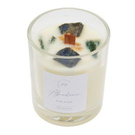 Lapis Lazuli Crystal 'Abundance' Basil & Lime Scented Candle