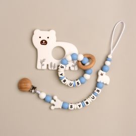 White Polar Bear Pacifier Holder