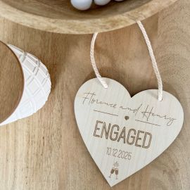 Personalized Wooden Engagement Heart Sign
