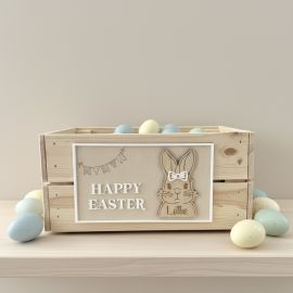 Personalised Wooden Easter Bunny Crate 