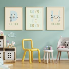 Brothers Name Print Trio