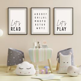 Let's Play, Let's Read Black and White Trio Prints