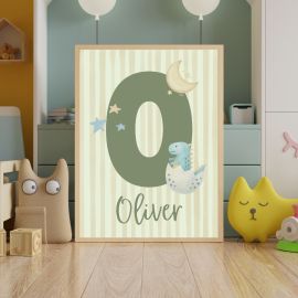 Personalised Dinosaur Initial Print
