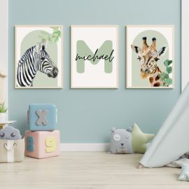 Pastel Green Safari Trio with Personalisation