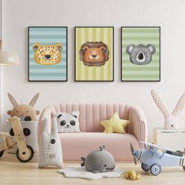 Stripes and Safari Animal Trio Prints
