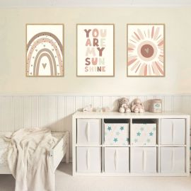 Trio 'You Are My Sunshine' with Rainbow Print for Girls Room