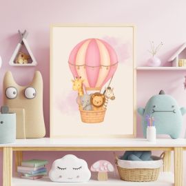 Pink Safari with Hot Air Balloon Duo Prints