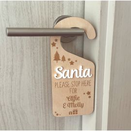 Personalised "Santa Stop Here" Christmas Door Hanger 