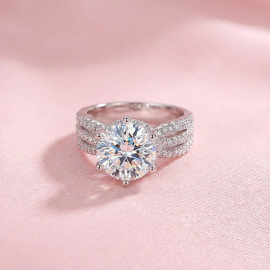 Three Row Extra Luxury Moisannite Ring
