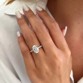 Oval Cut Moissanite Ring(Diamond Band)